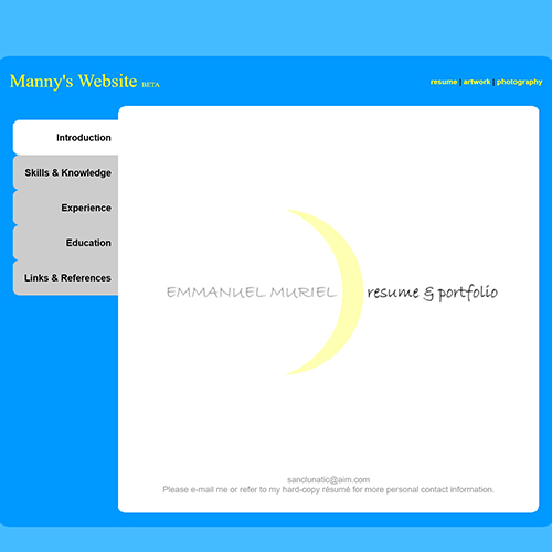 MannyMuriel.com 1.0 Personal Website Development, 2008